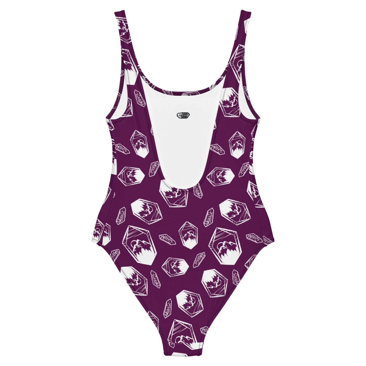 White Crystal Mountain One-Piece Swimsuit - Deep Plum