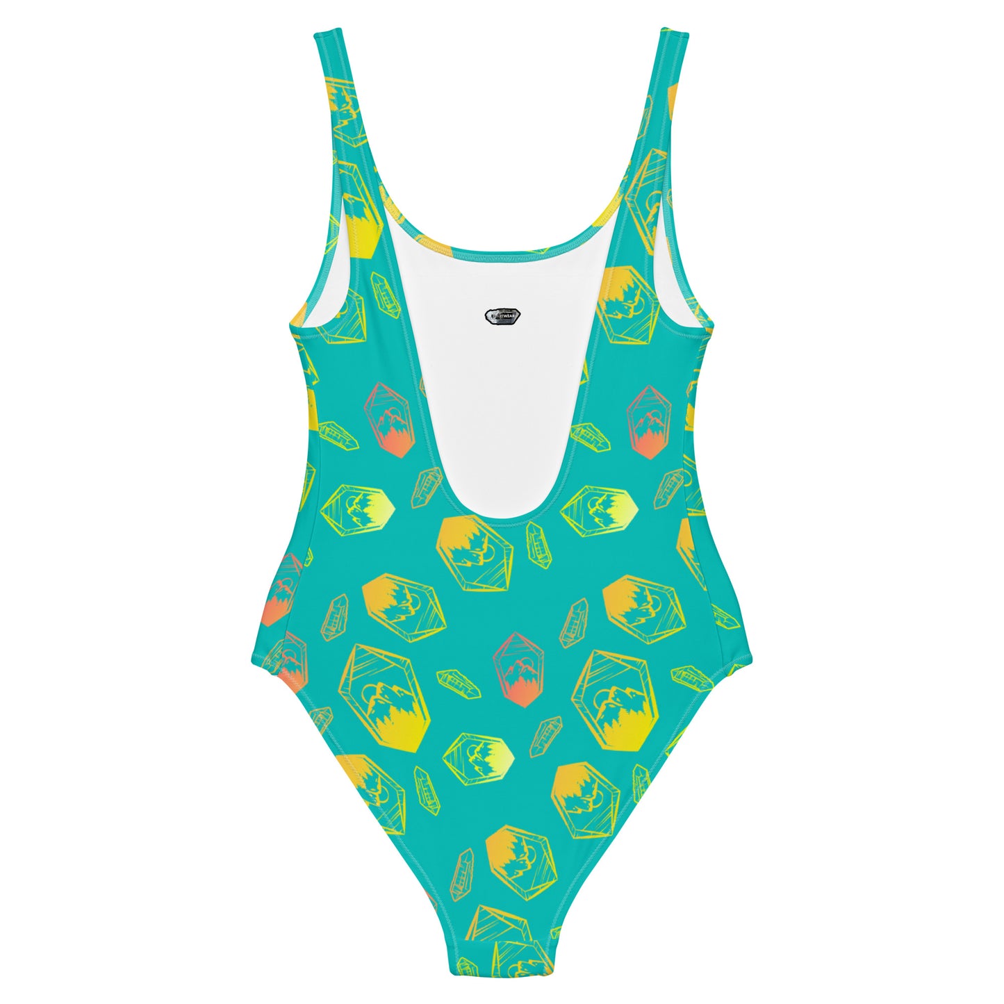 Neon Crystal Mountain One-Piece Swimsuit - Turquoise