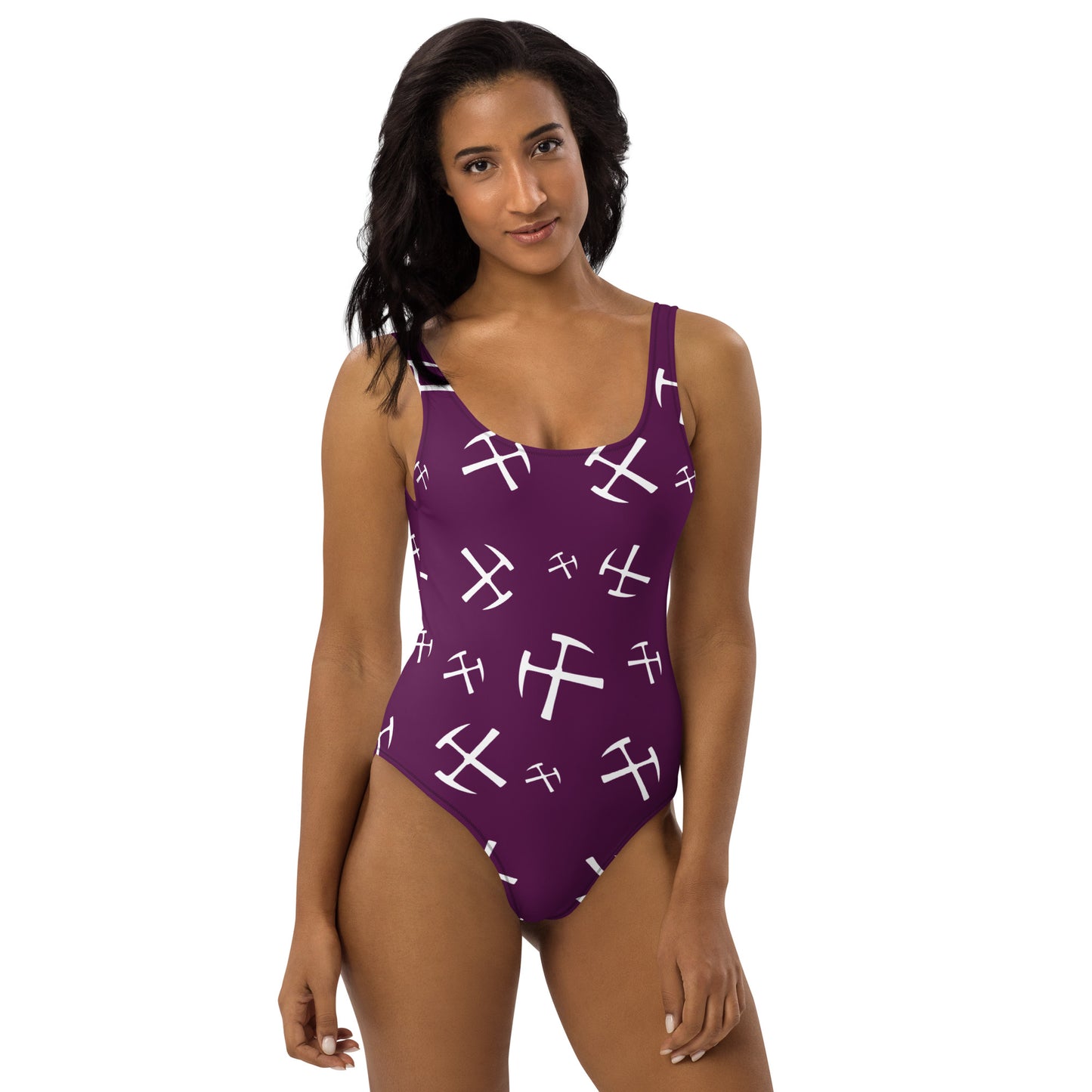 White Rockhound One-Piece Swimsuit - Deep Plum