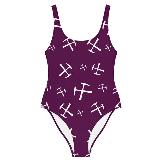 White Rockhound One-Piece Swimsuit - Deep Plum