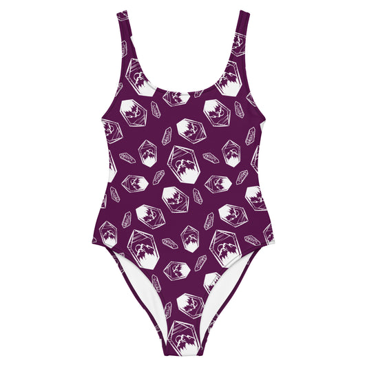 White Crystal Mountain One-Piece Swimsuit - Deep Plum