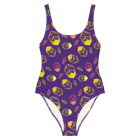 Neon Crystal Mountain One-Piece Swimsuit - Purple