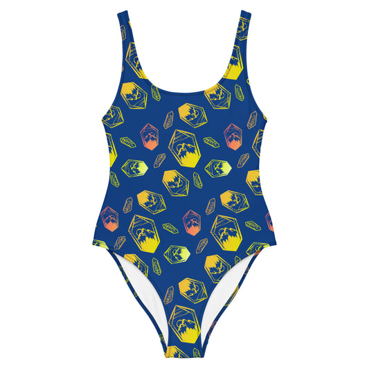 Neon Crystal Mountain One-Piece Swimsuit - Blue