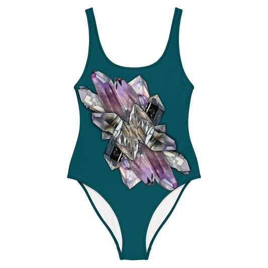 Quartz & Amethyst One-Piece Swimsuit - Deep Teal