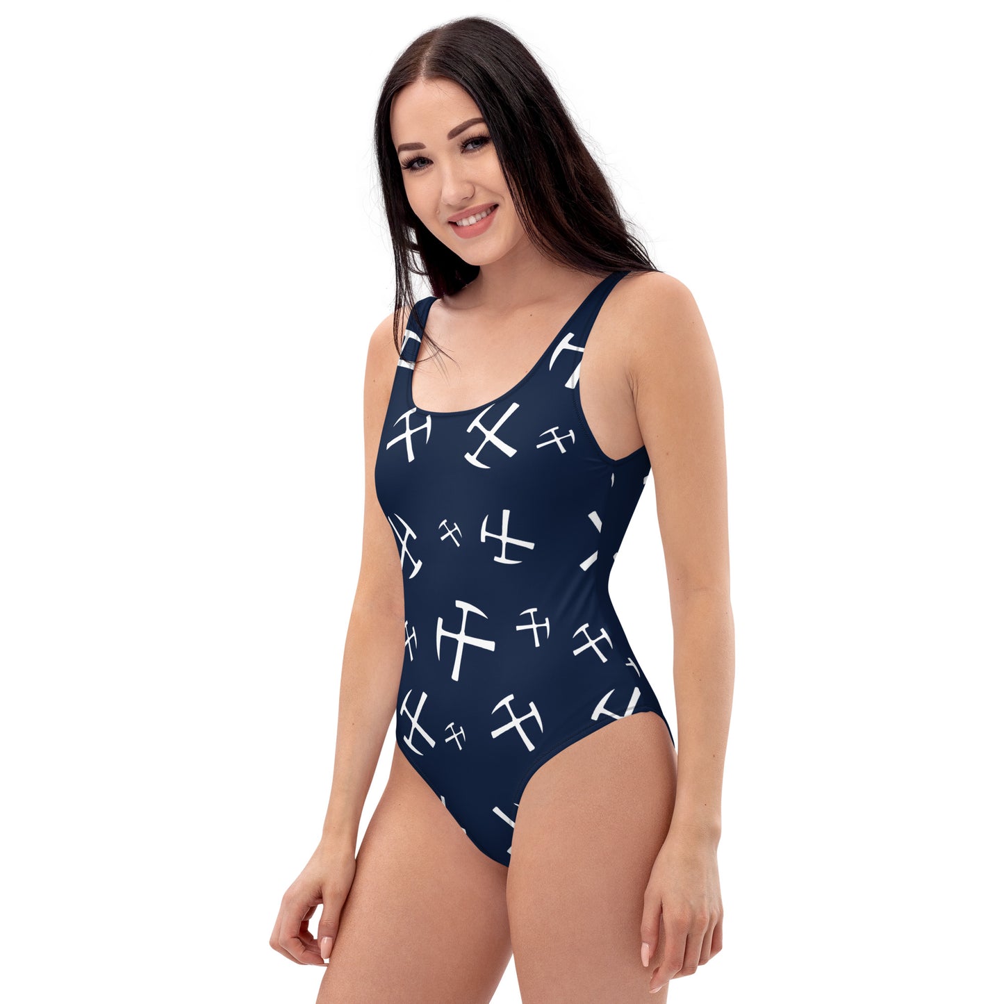 White Rockhound One-Piece Swimsuit - Navy