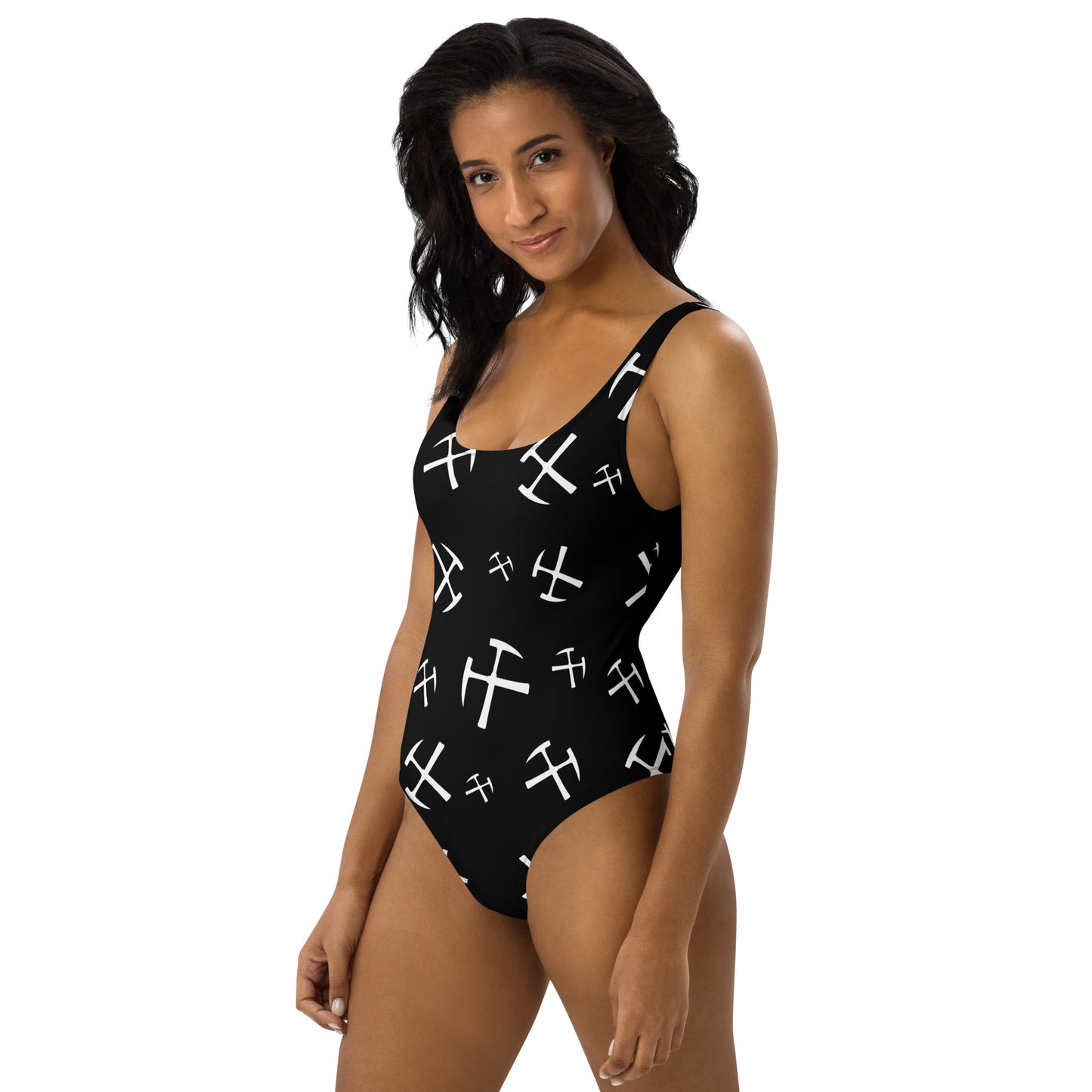 White Rockhound One-Piece Swimsuit - Black