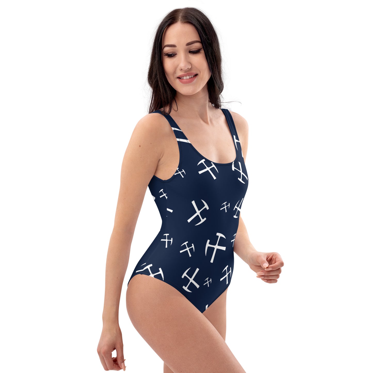 White Rockhound One-Piece Swimsuit - Navy