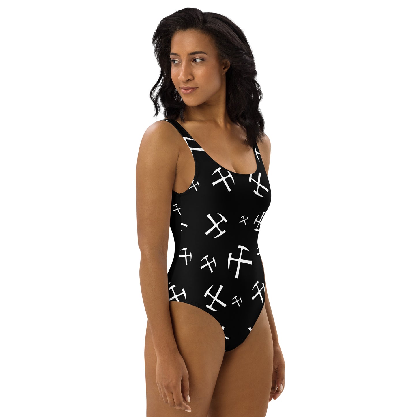 White Rockhound One-Piece Swimsuit - Black