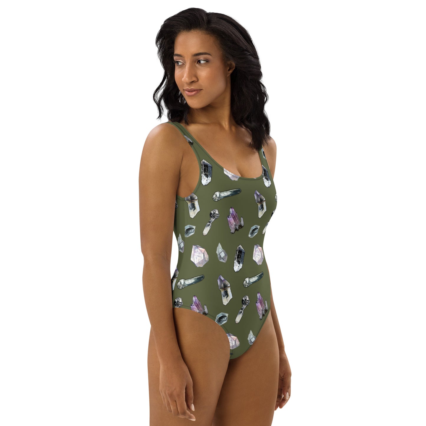 Quartz & Amethyst Tossed Print Swimsuit - Saratoga Green