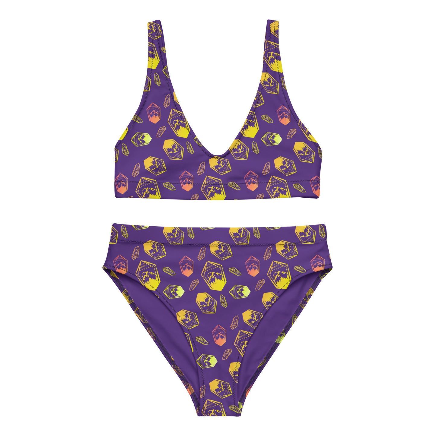 Neon Crystal Mountain high-waisted bikini - Purple