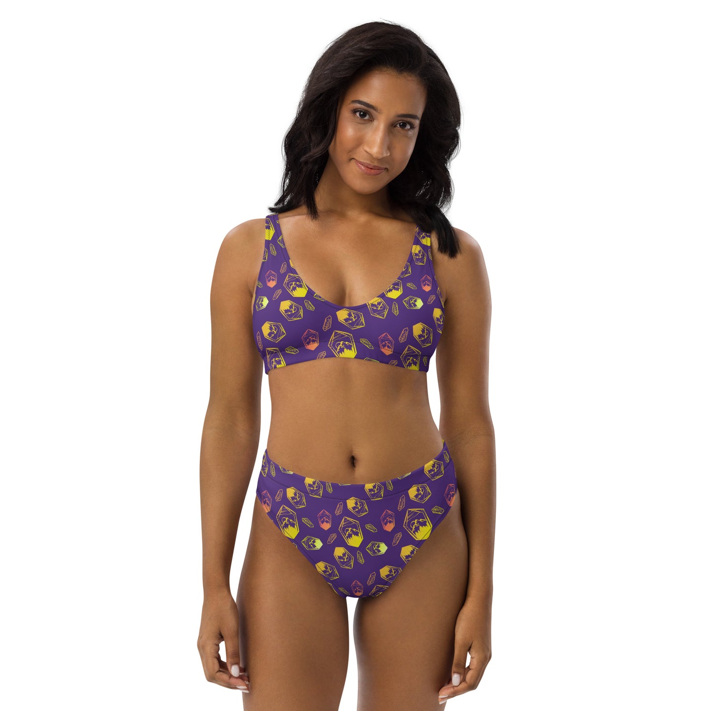 Neon Crystal Mountain high-waisted bikini - Purple