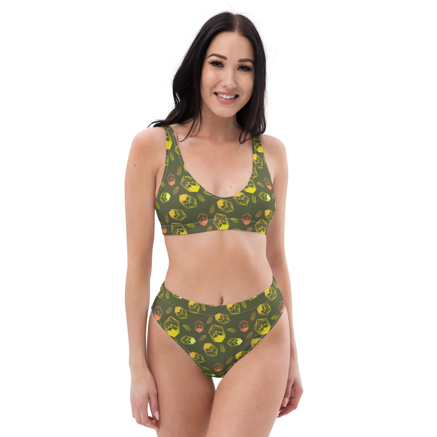 Neon Crystal Mountain high-waisted bikini - Saratoga Green