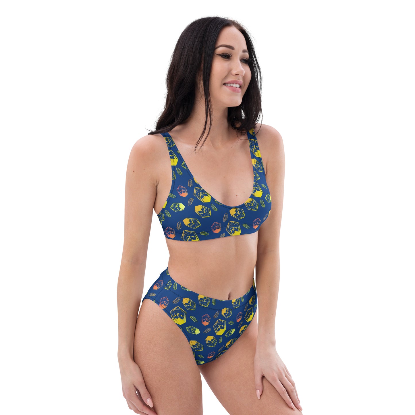 Neon Crystal Mountain high-waisted bikini - Blue