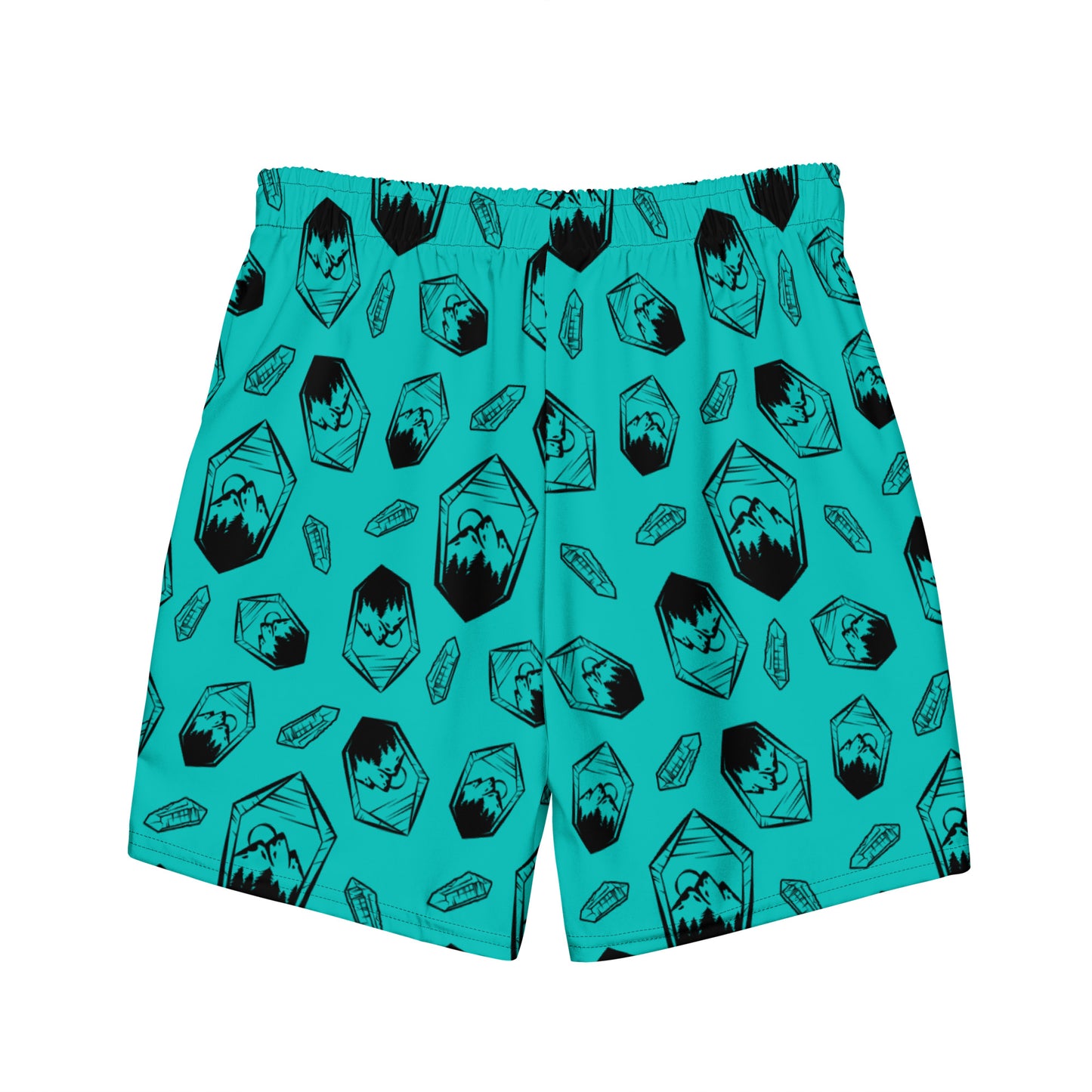 Neon Crystal Mountain Swim Trunks - Turquoise