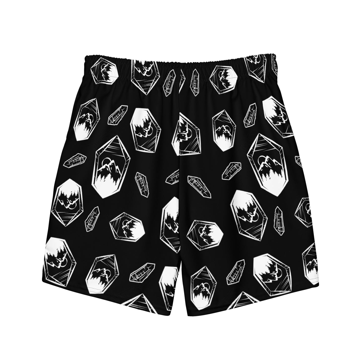 White Crystal Mountain Swim Trunks - Black