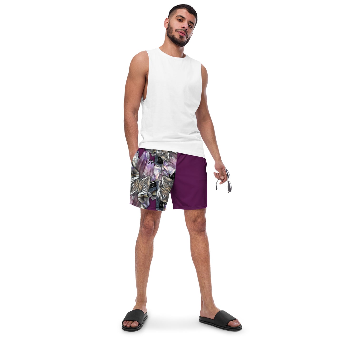 Quartz & Amethyst Swim Trunks - Deep Plum