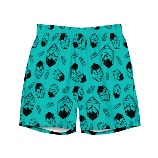 Neon Crystal Mountain Swim Trunks - Turquoise