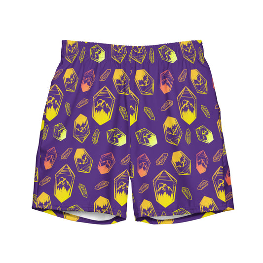 Neon Crystal Mountain Swim Trunks - Purple