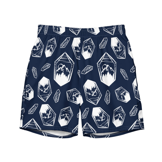 White Crystal Mountain Swim Trunks - Navy