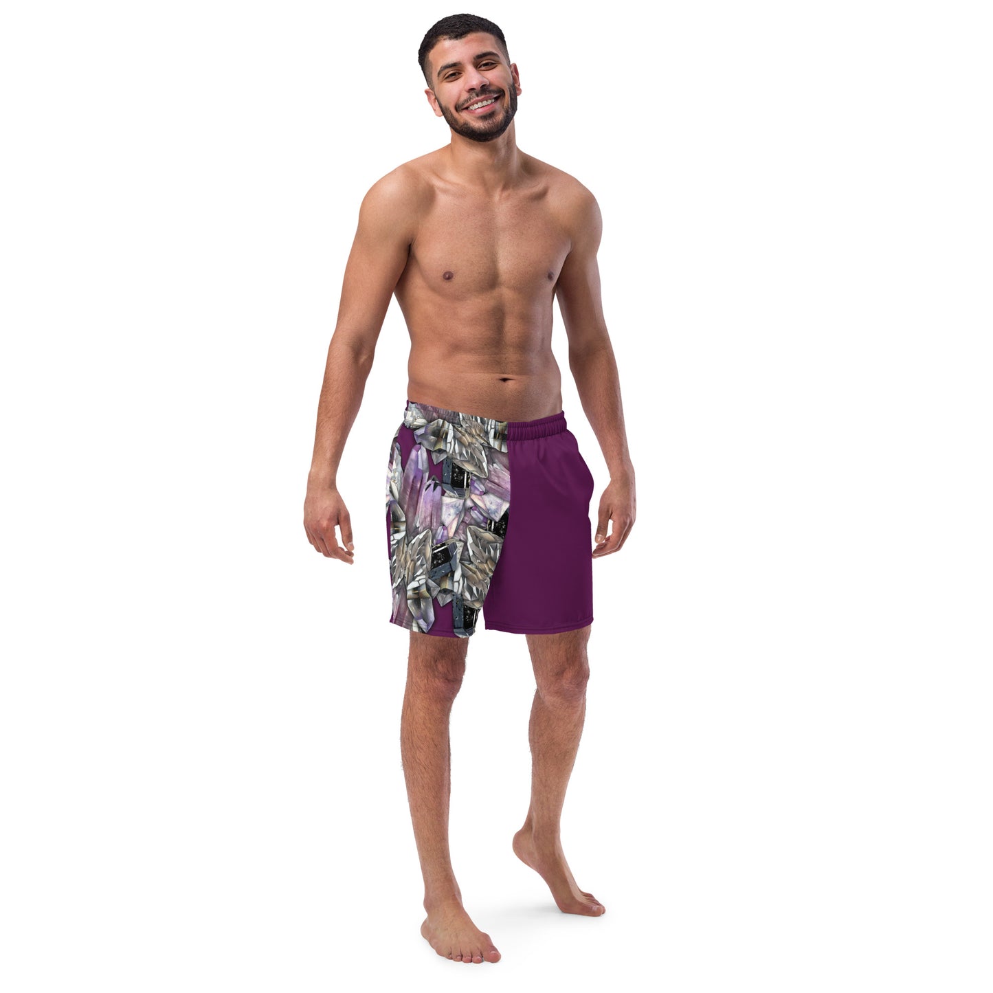 Quartz & Amethyst Swim Trunks - Deep Plum