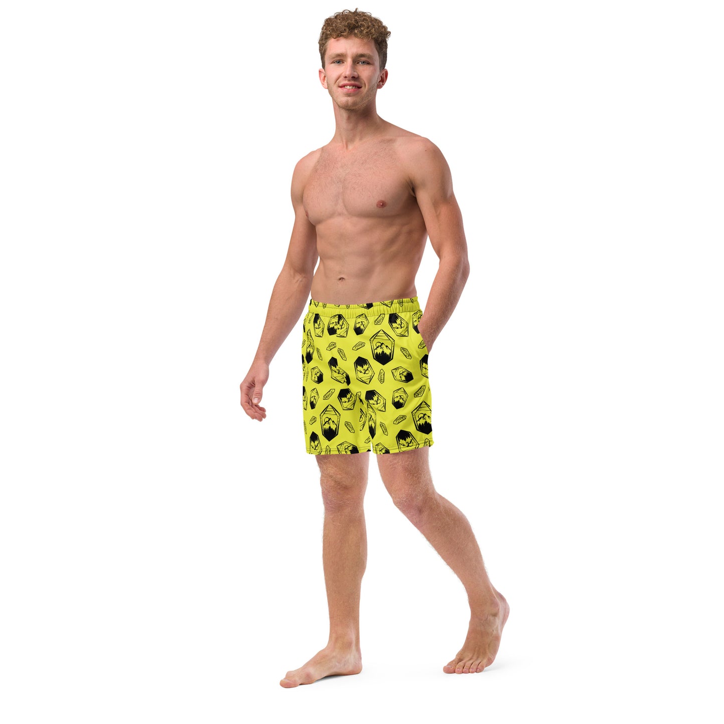 Neon Crystal Mountain Swim Trunks - Bright Yellow