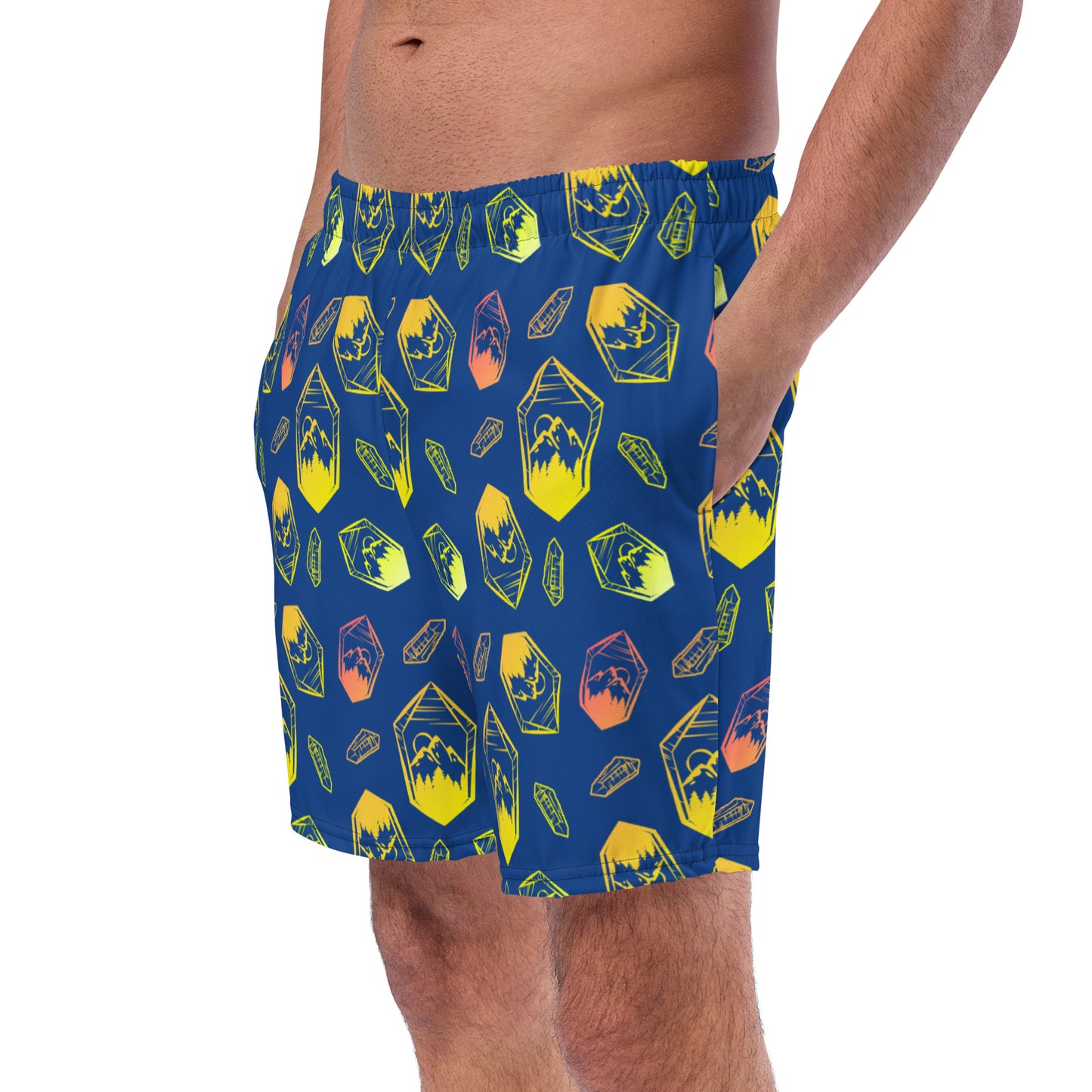 Neon Crystal Mountain Swim Trunks - Blue