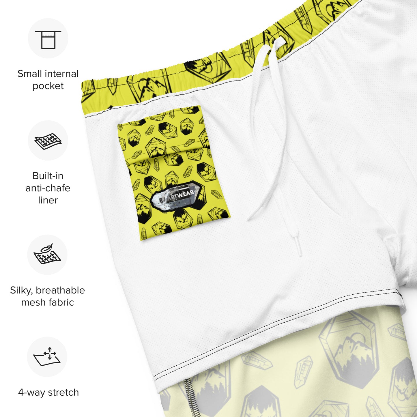 Neon Crystal Mountain Swim Trunks - Bright Yellow