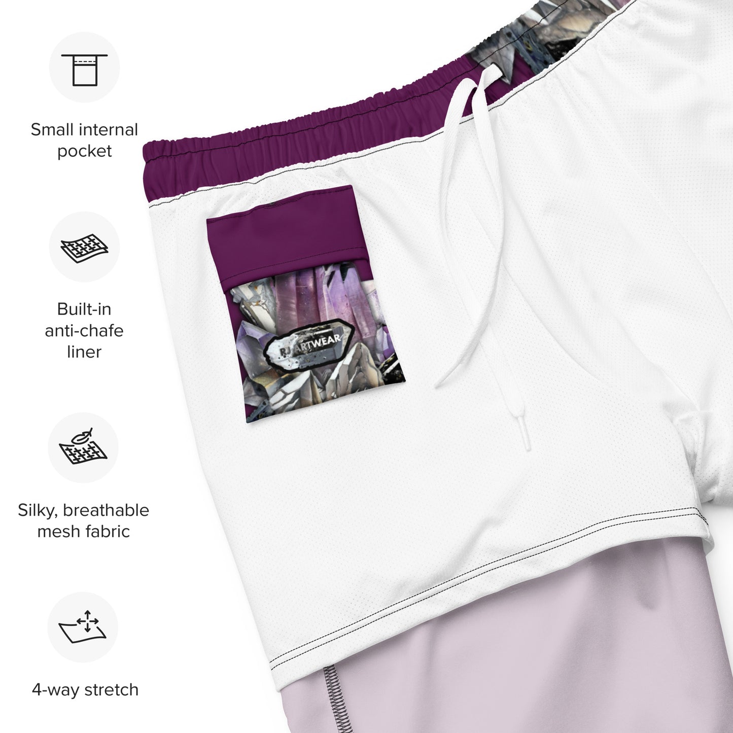 Quartz & Amethyst Swim Trunks - Deep Plum