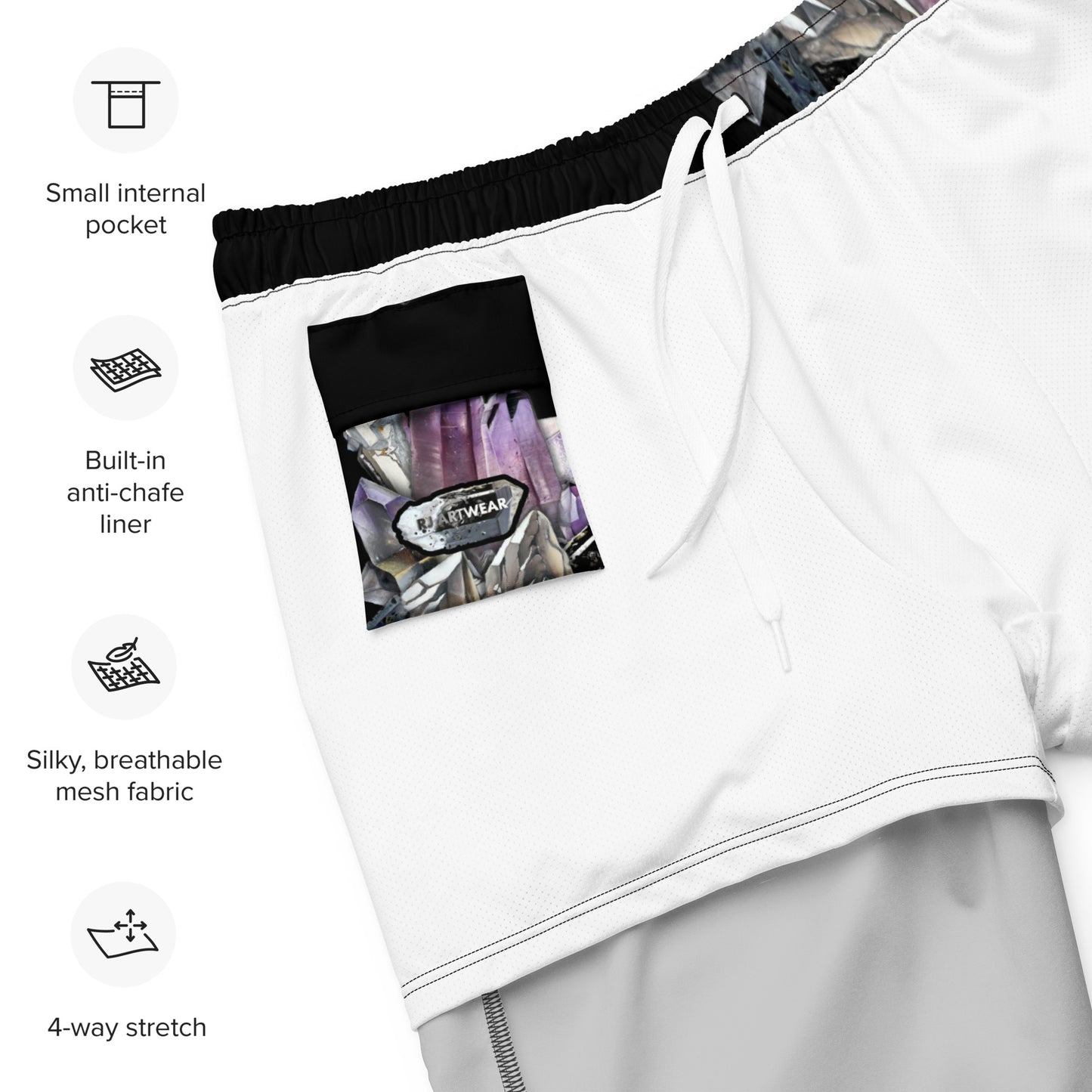 Quartz & Amethyst Swim Trunks - Black