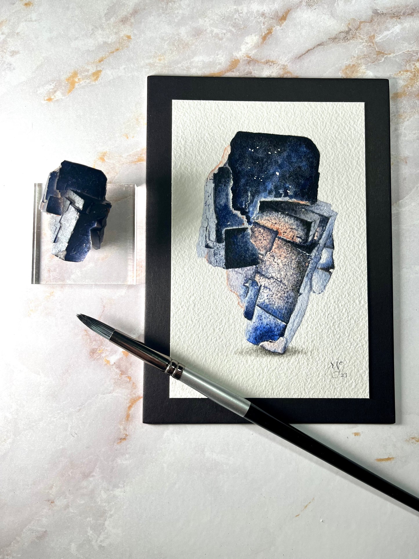 Inky Blue English Fluorite Watercolor and Specimen Set