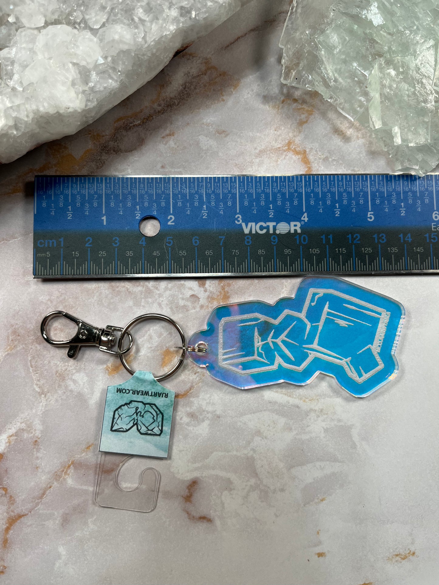 Pyrite Cluster Keychain - Holographic Acrylic