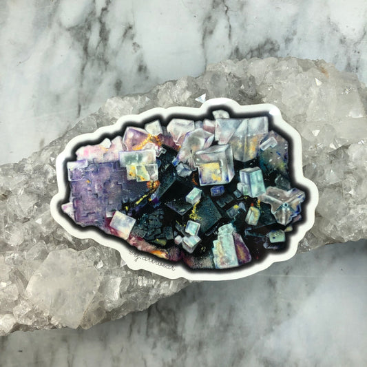 Illinois Fluorite Cluster Sticker or Magnet - Large