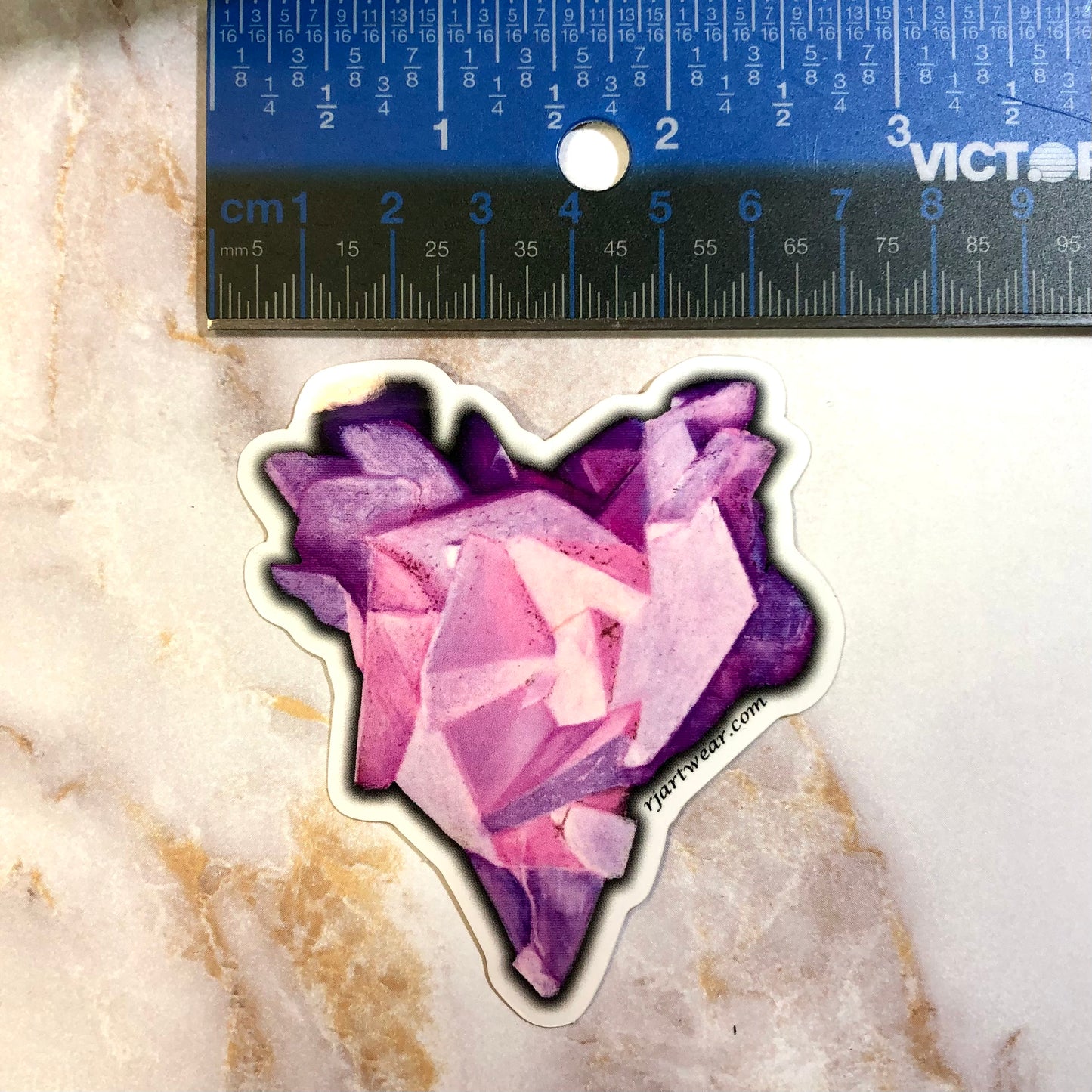 Fluorescent Calcite Heart Sticker